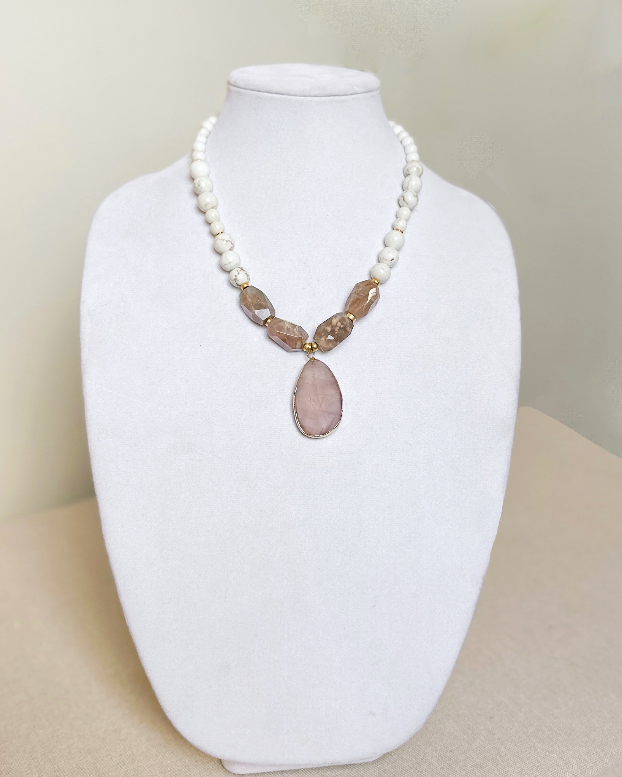 Rose Quartz + Sunstone Necklace