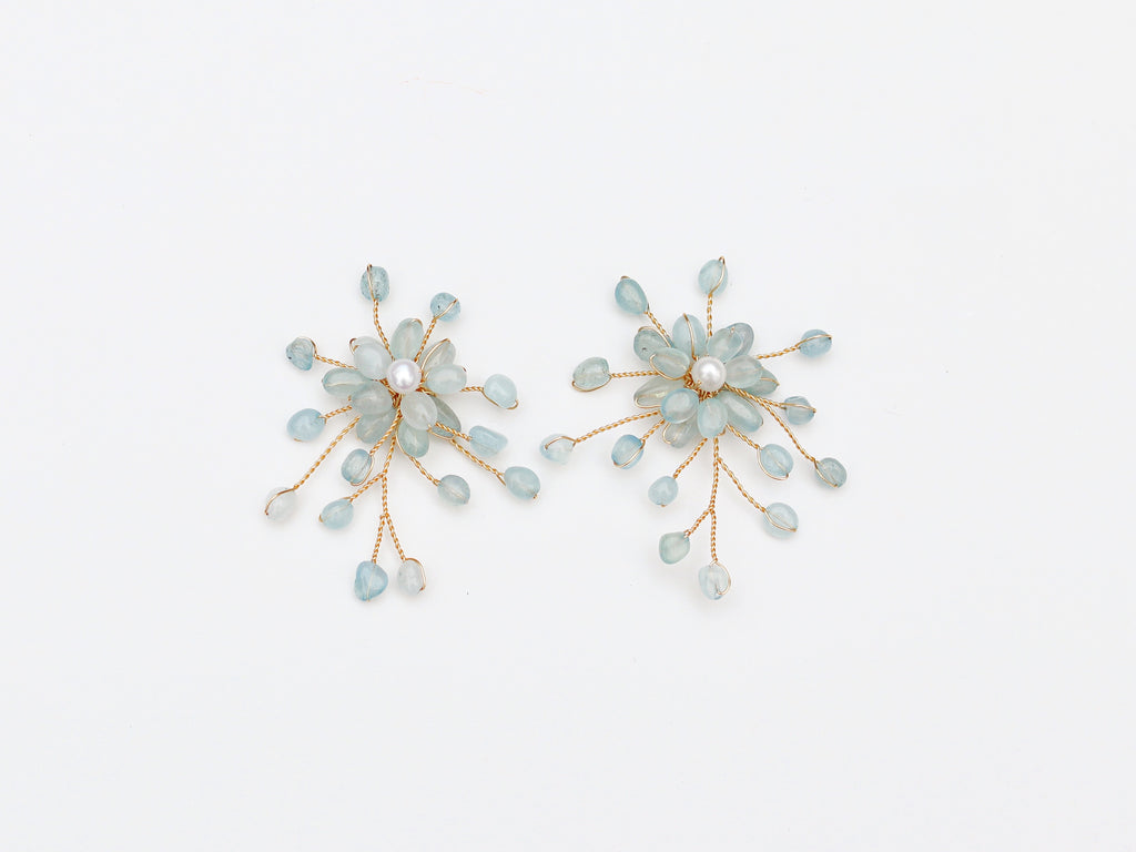 Aquamarine Floral Pearl Burst