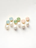 Round + Pearl Drop In 3 stone color options