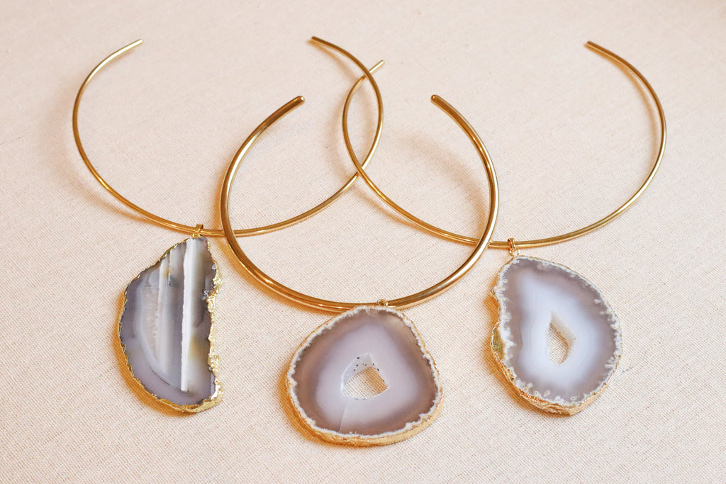Grey Agate Collar Necklace
