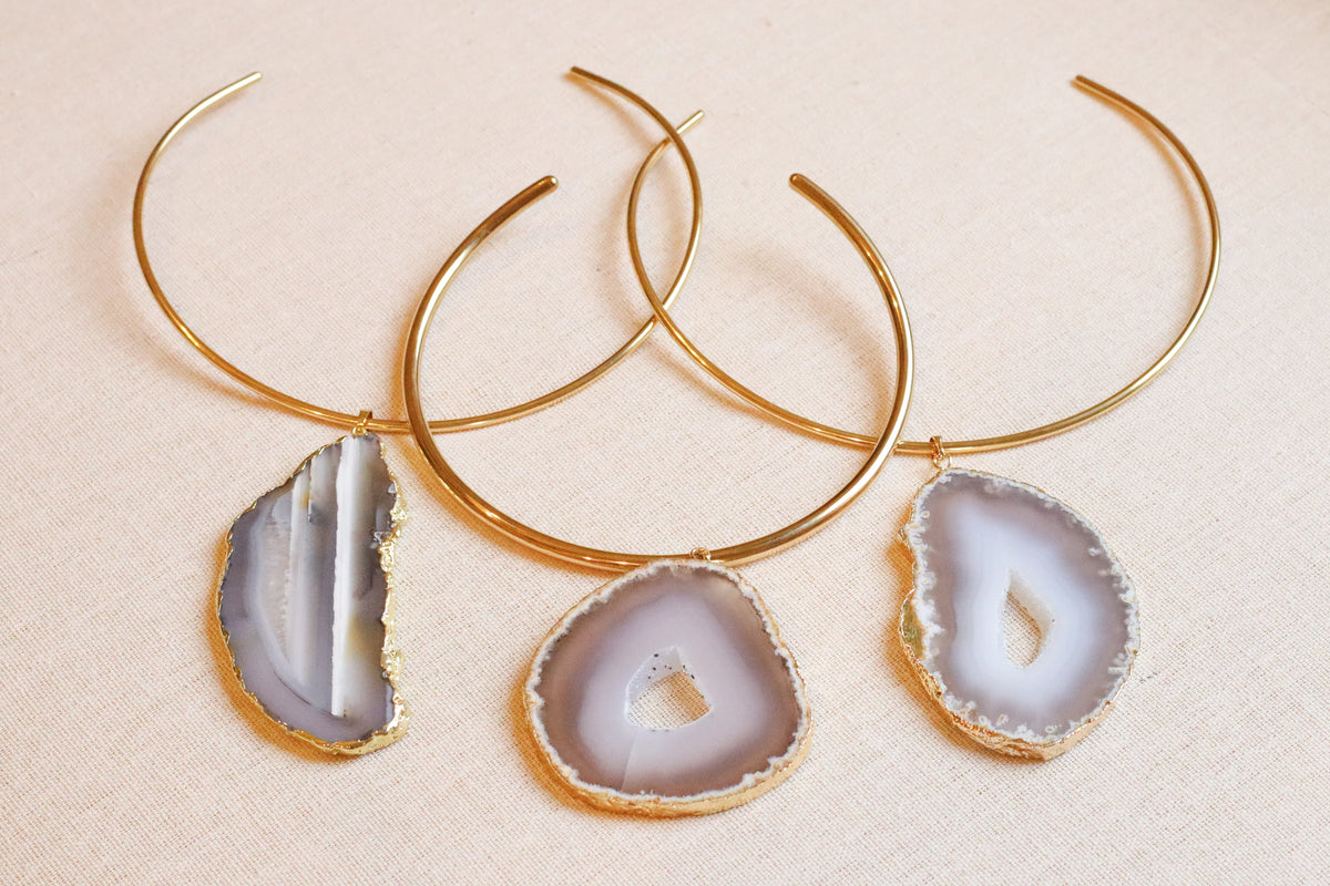 Grey Agate Collar Necklace