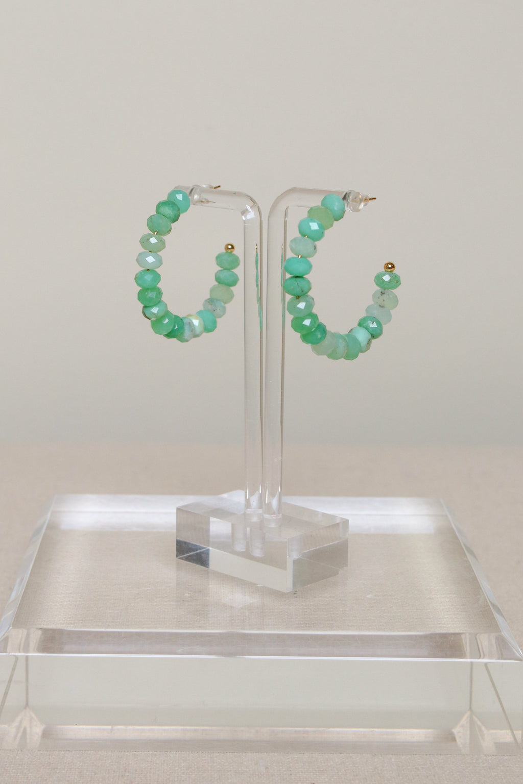 Green Jade Gemstone Hoops