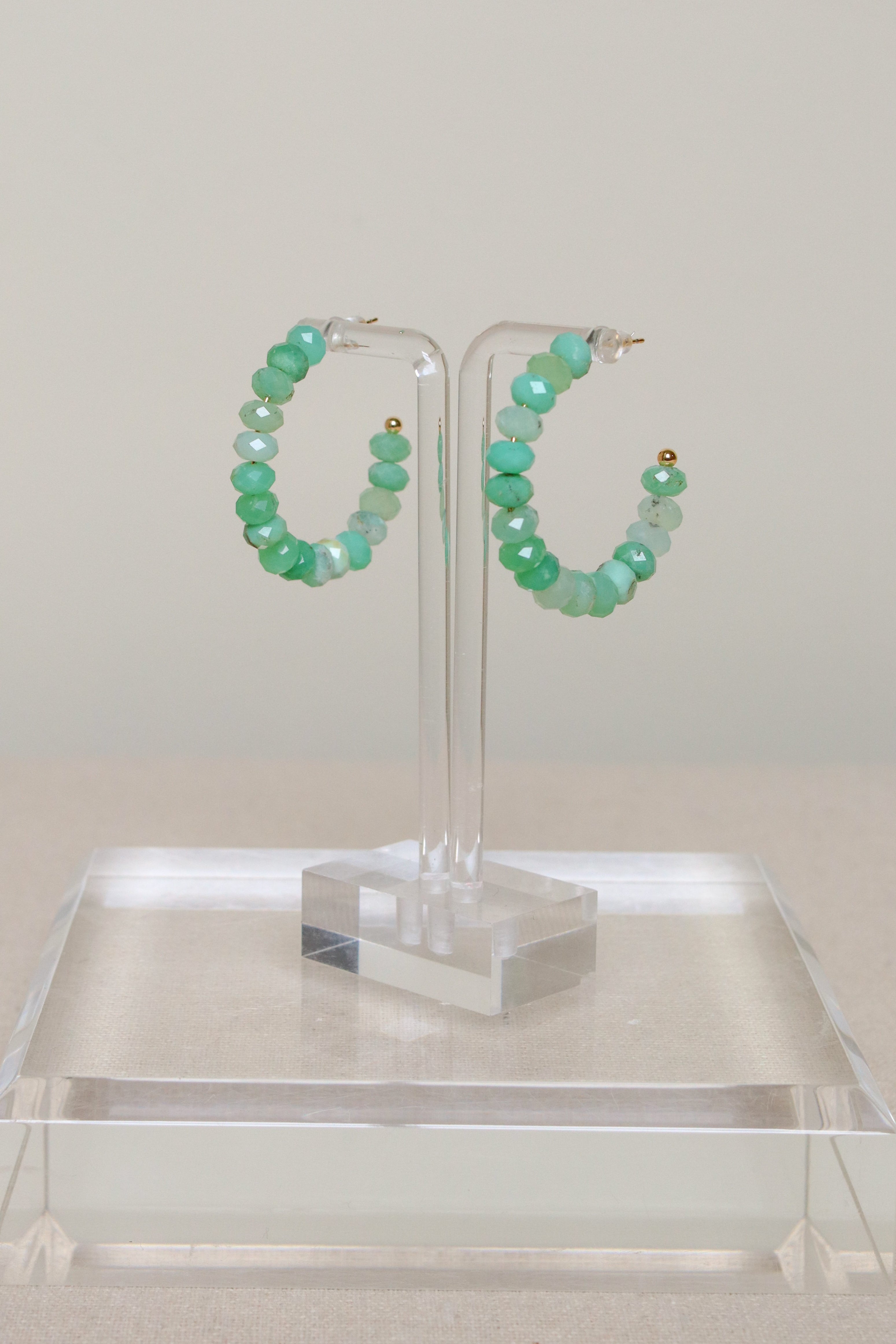 Green Jade Gemstone Hoops