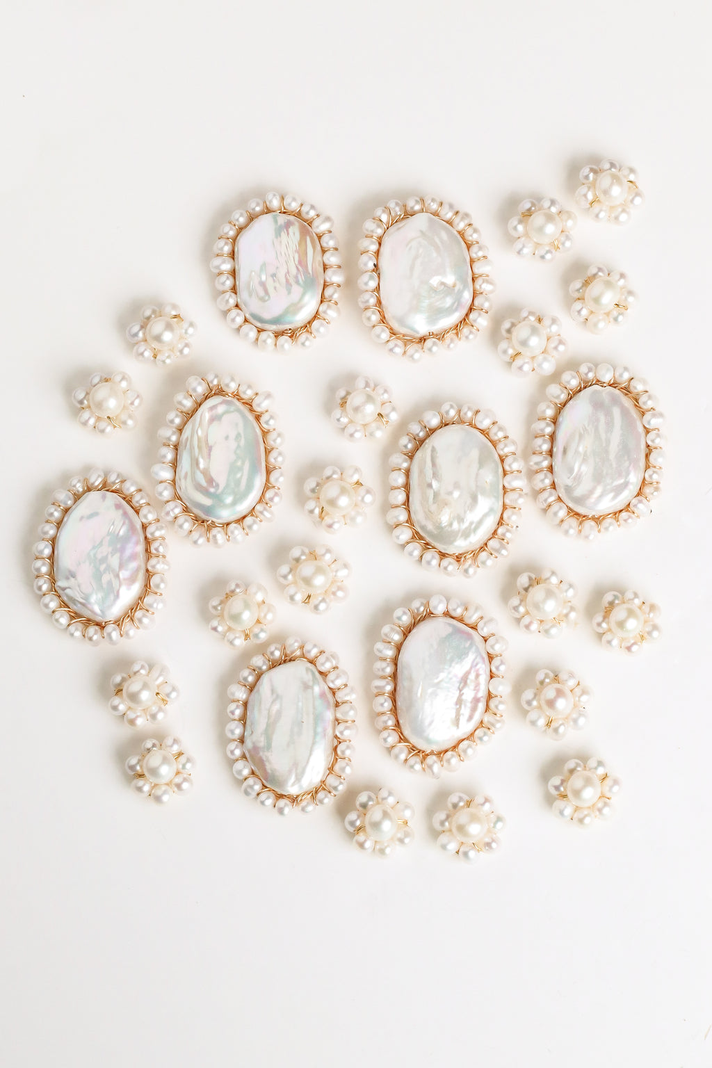 Mini Pearl Halo Cluster Studs