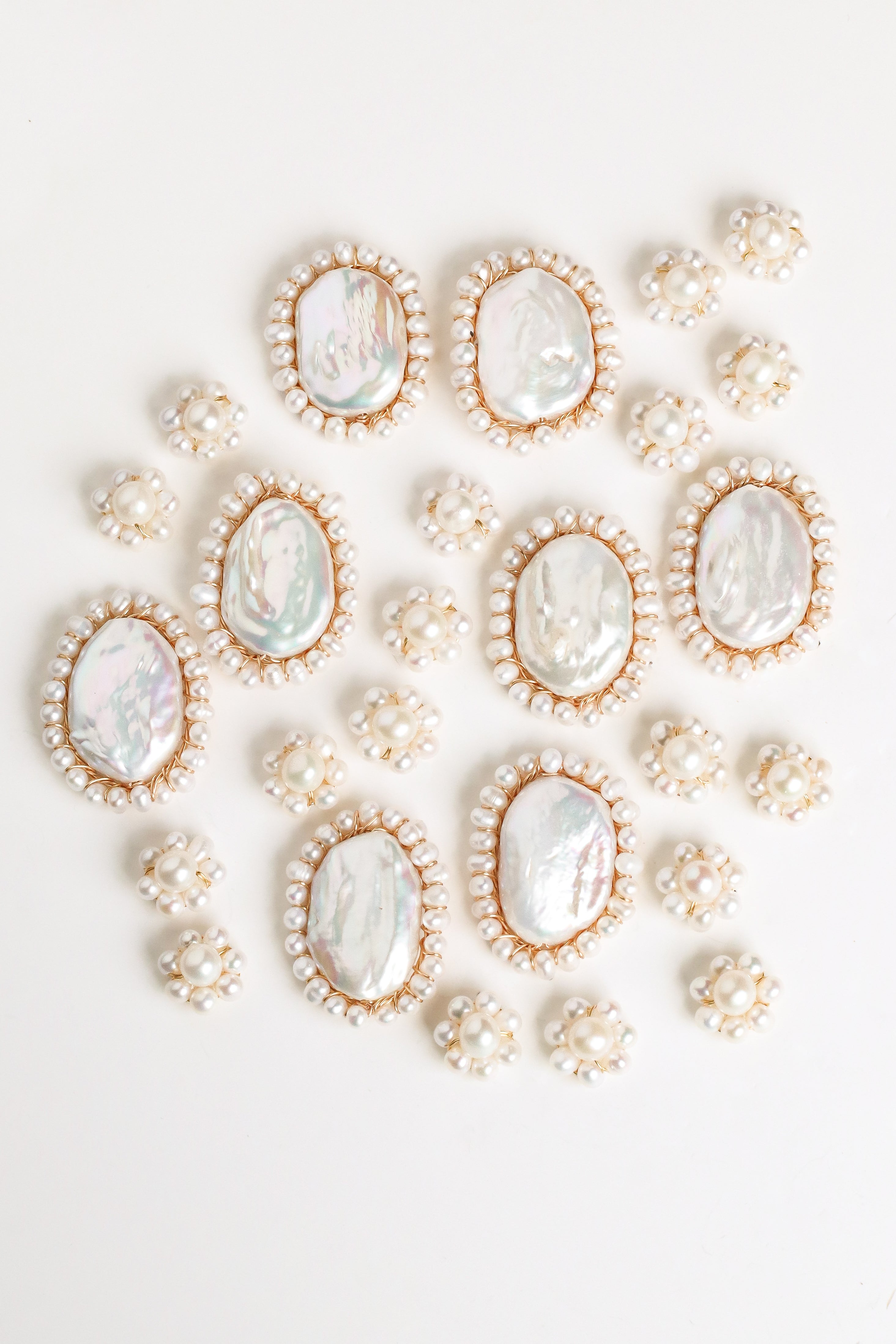 Mini Pearl Halo Cluster Studs