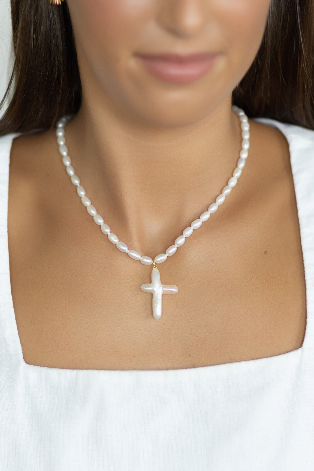 Cross Pearl Necklace