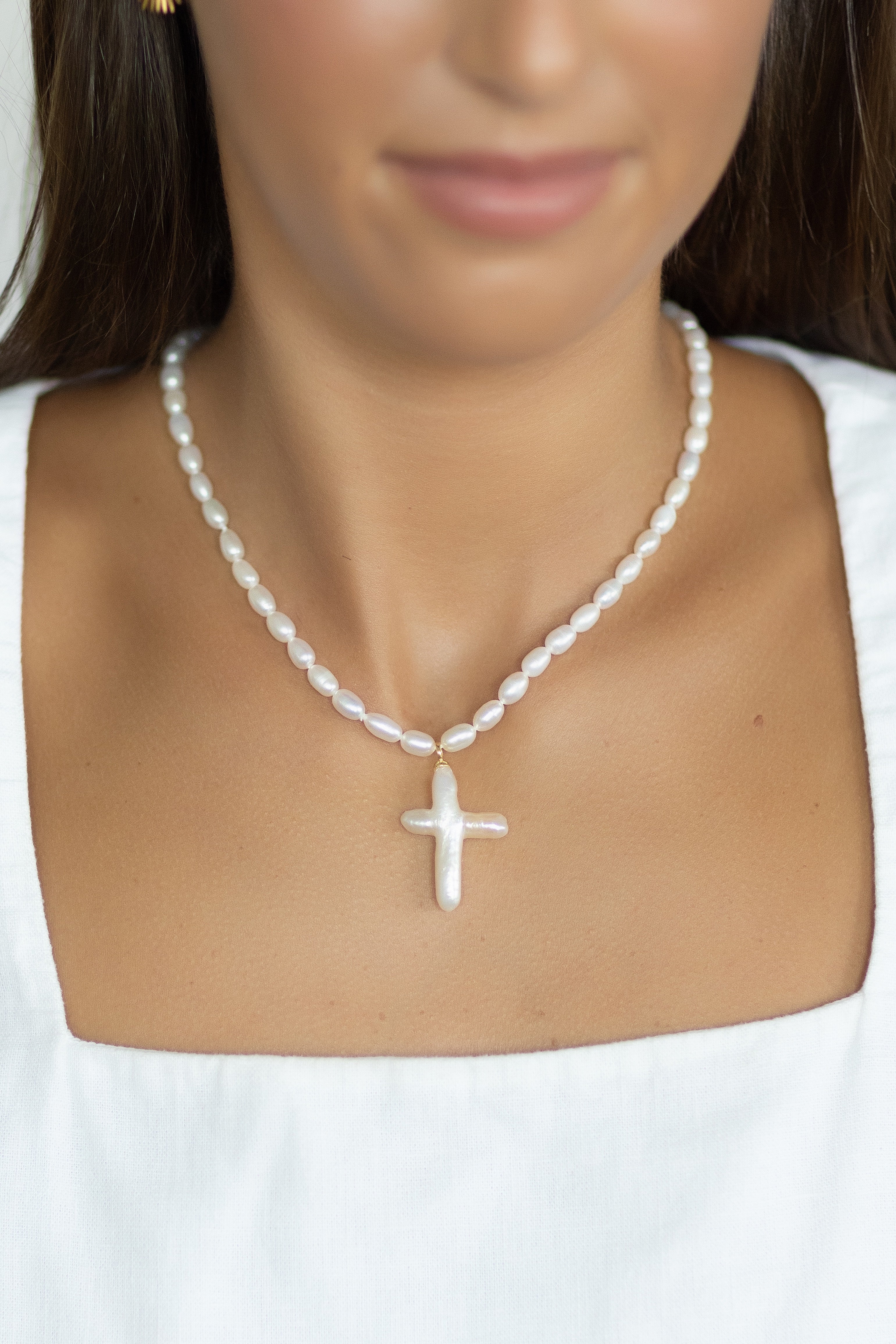 Cross Pearl Necklace