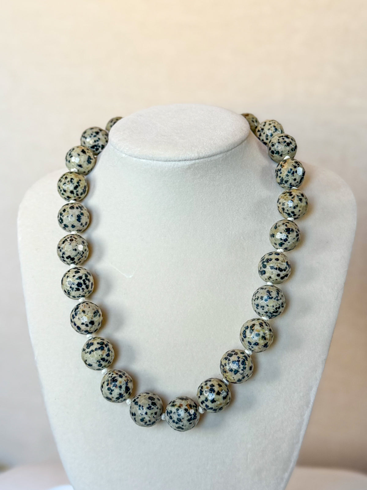 Round Stone Dalmatian Jasper Statement Necklace