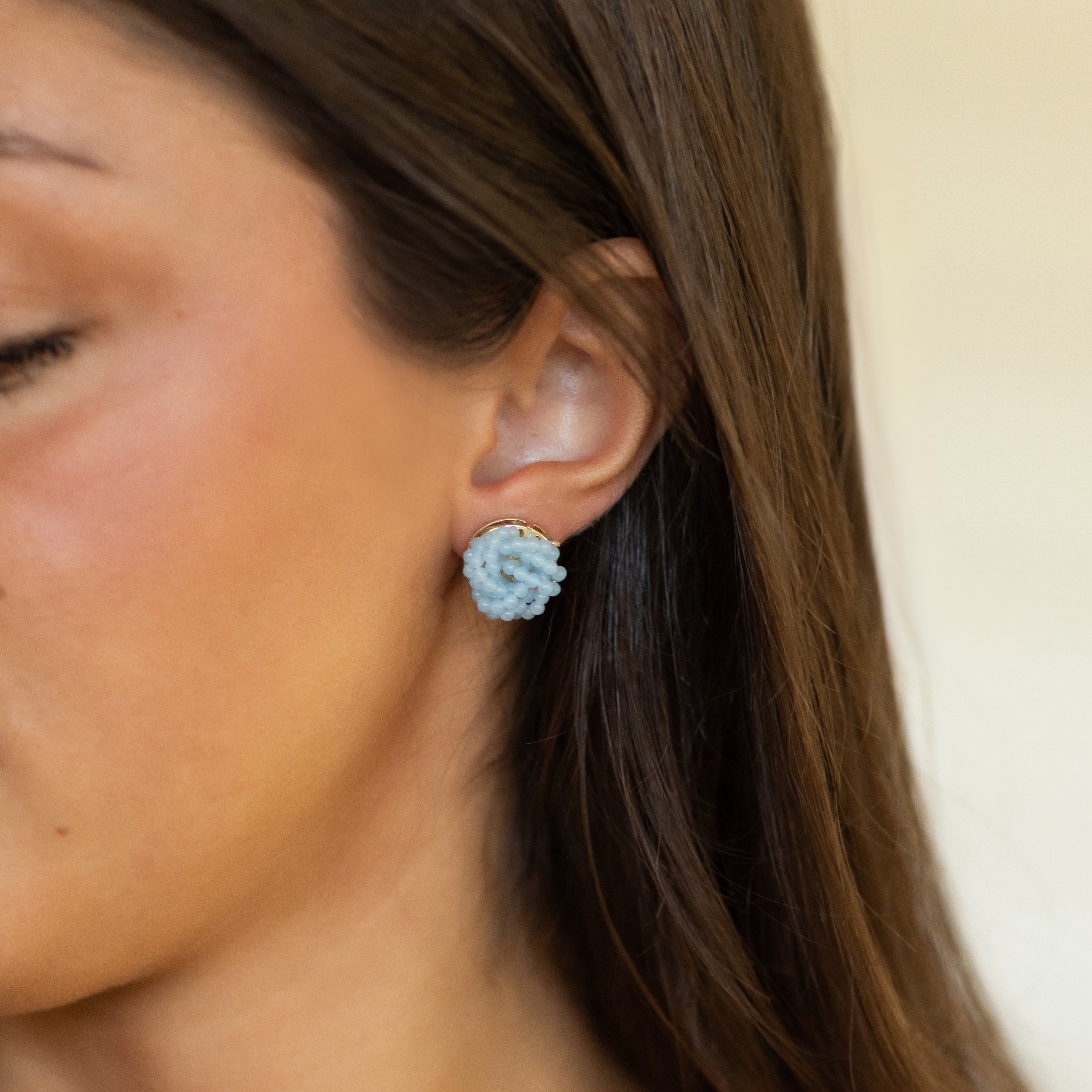 French Blue Knot Studs