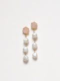 Round Rose Quartz + 3 Pearl Drop
