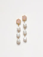 Round Rose Quartz + 3 Pearl Drop
