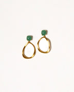 Green Jade + Wavy Hoops
