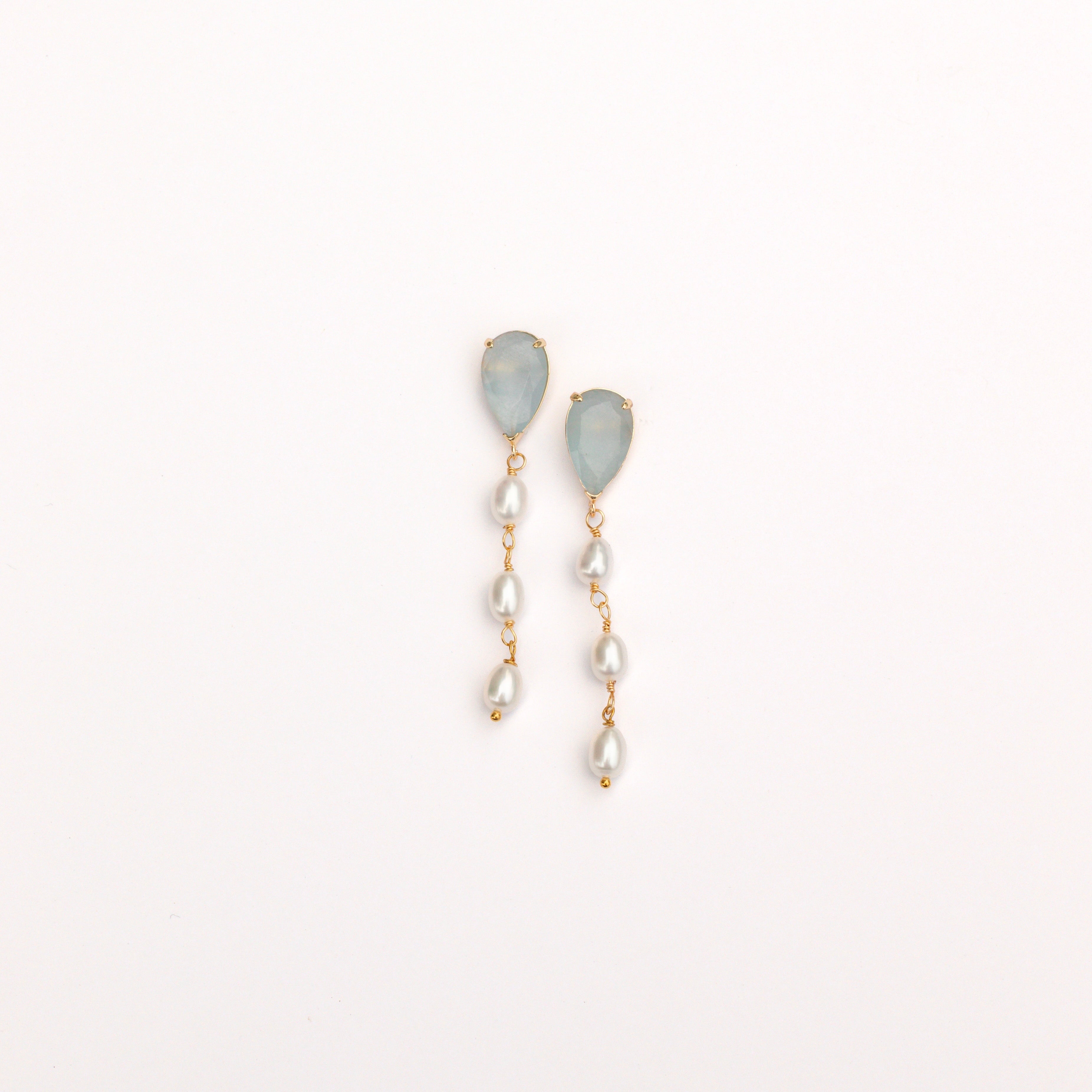 Baby Blue Teardrop + 3 Pearl Drop