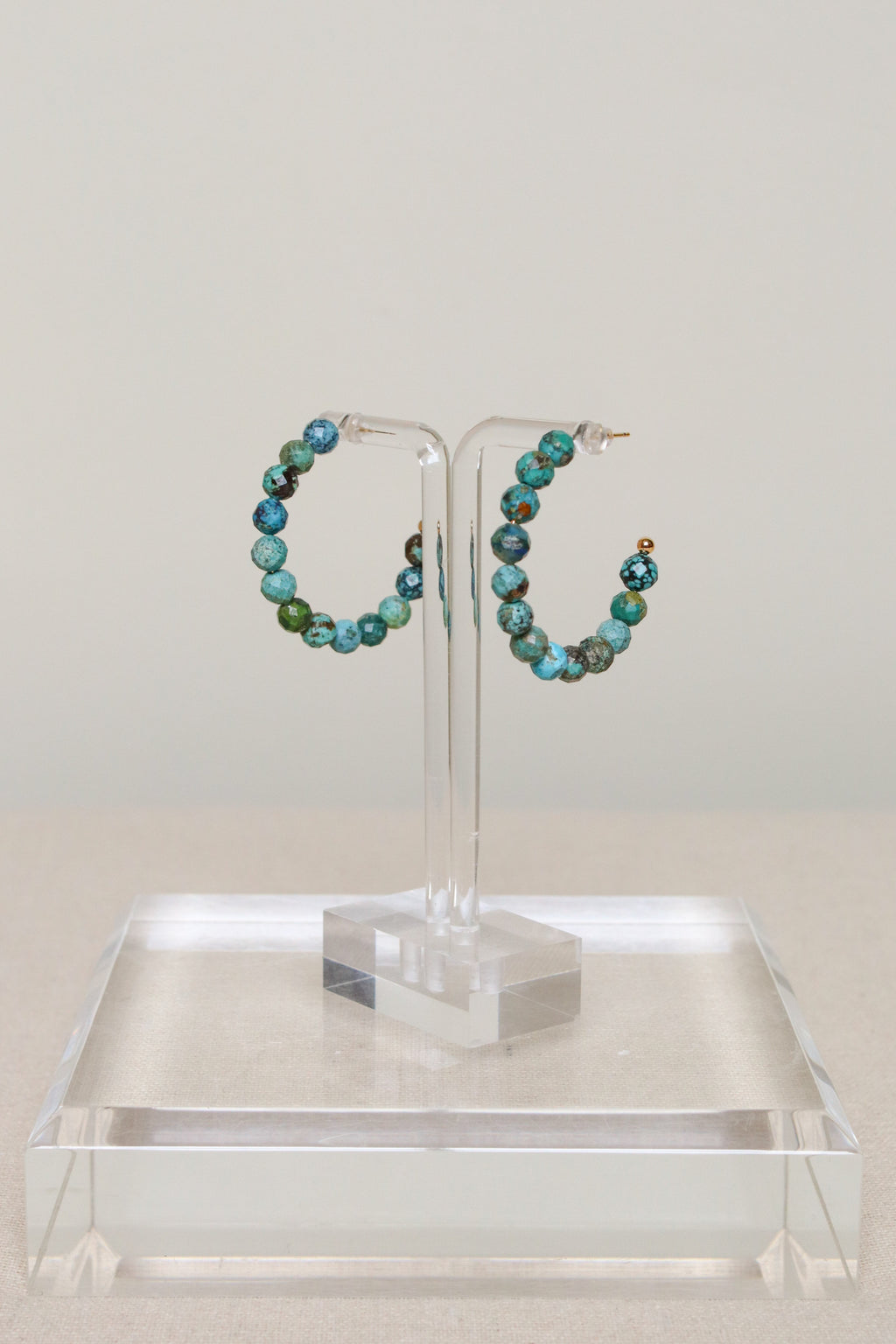 Green Turquoise Gemstone Hoops