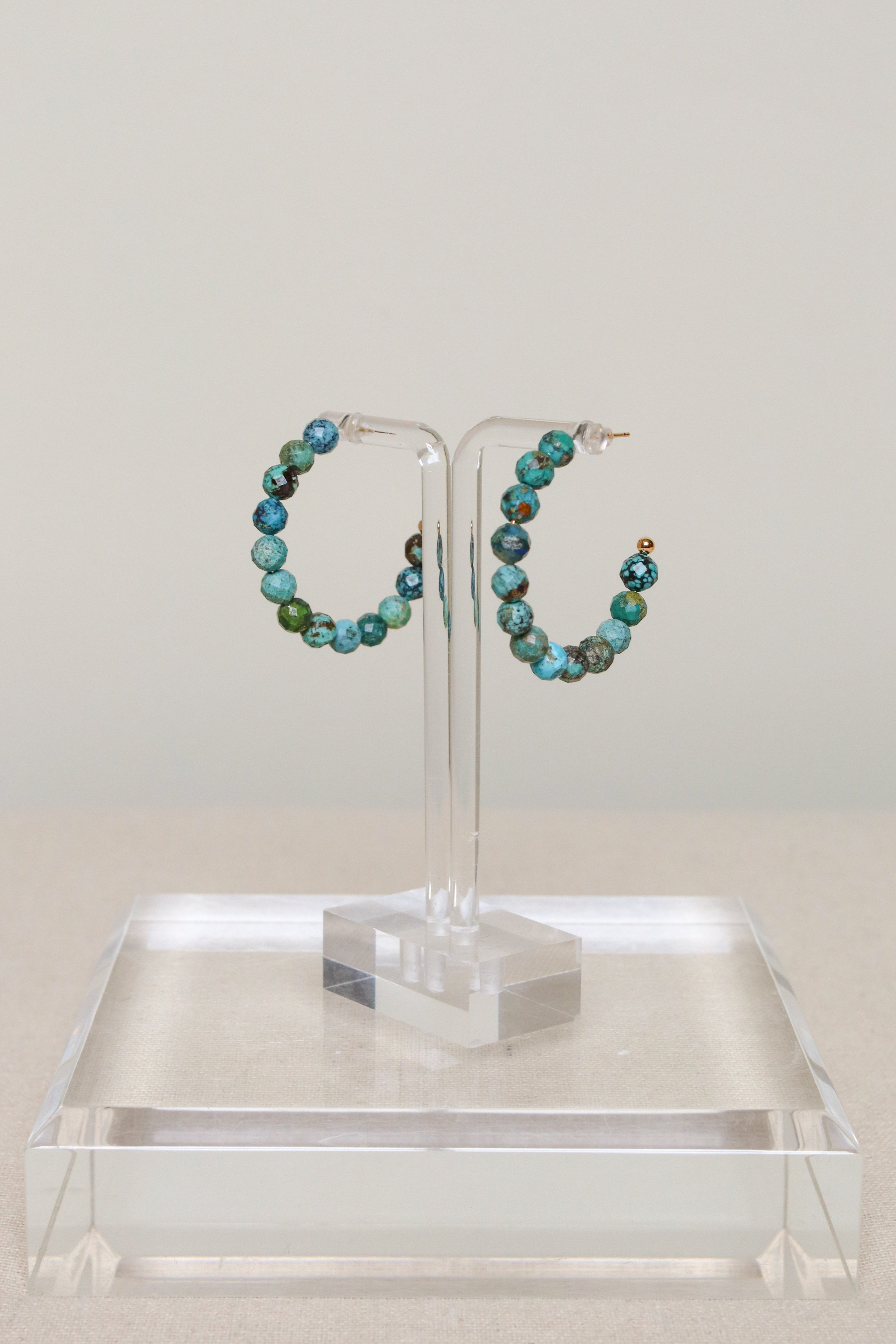 Green Turquoise Gemstone Hoops