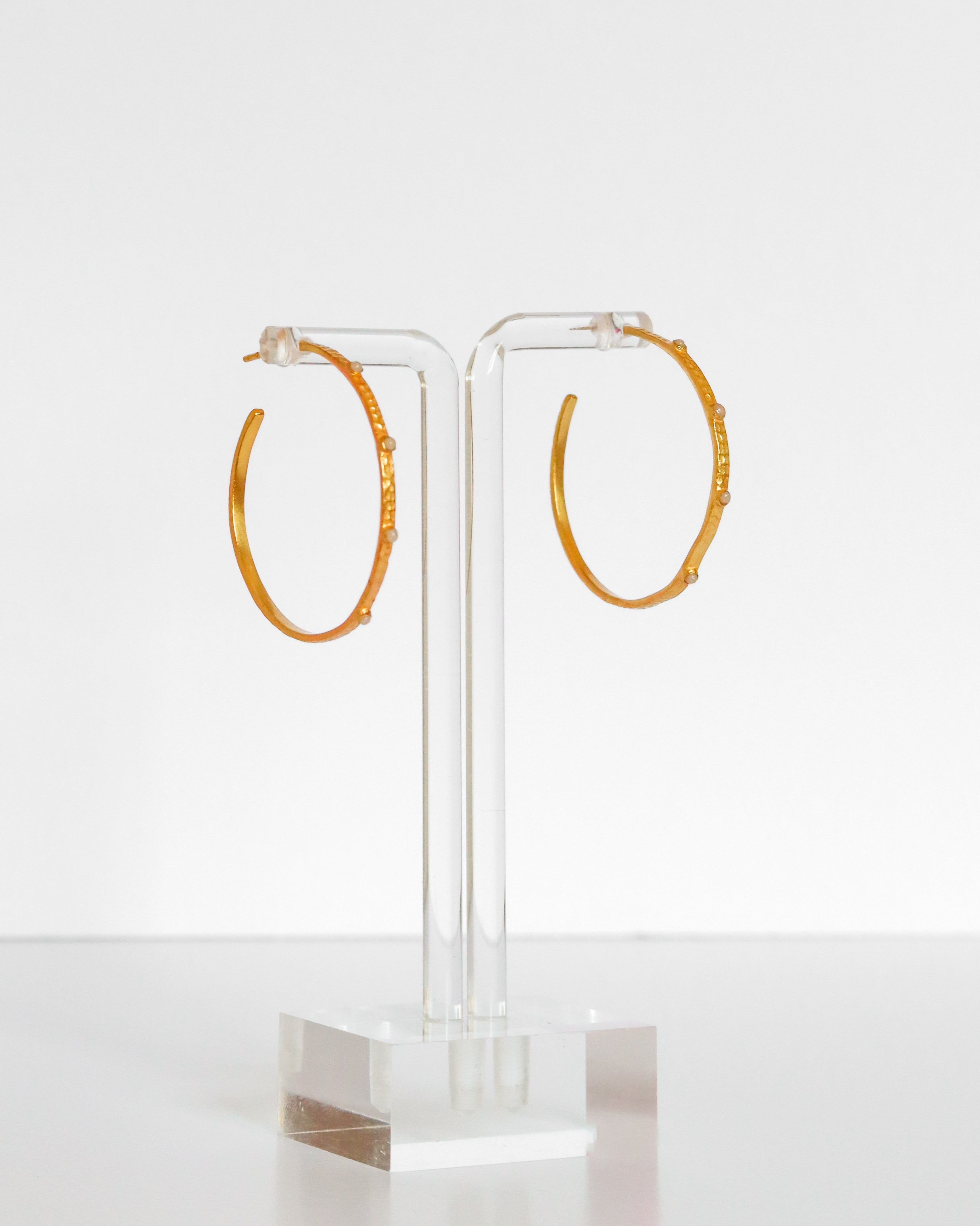 Taupe Stone Hoops