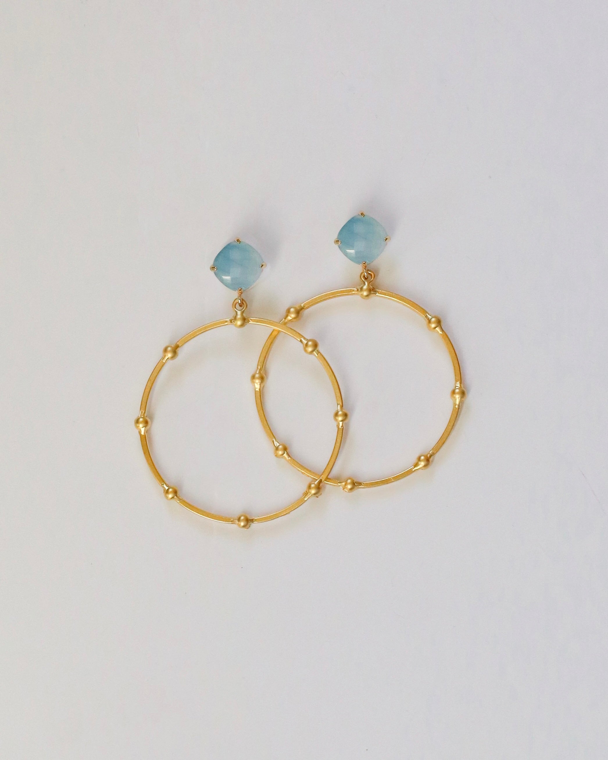 Blue + Gold  Studded Hoop