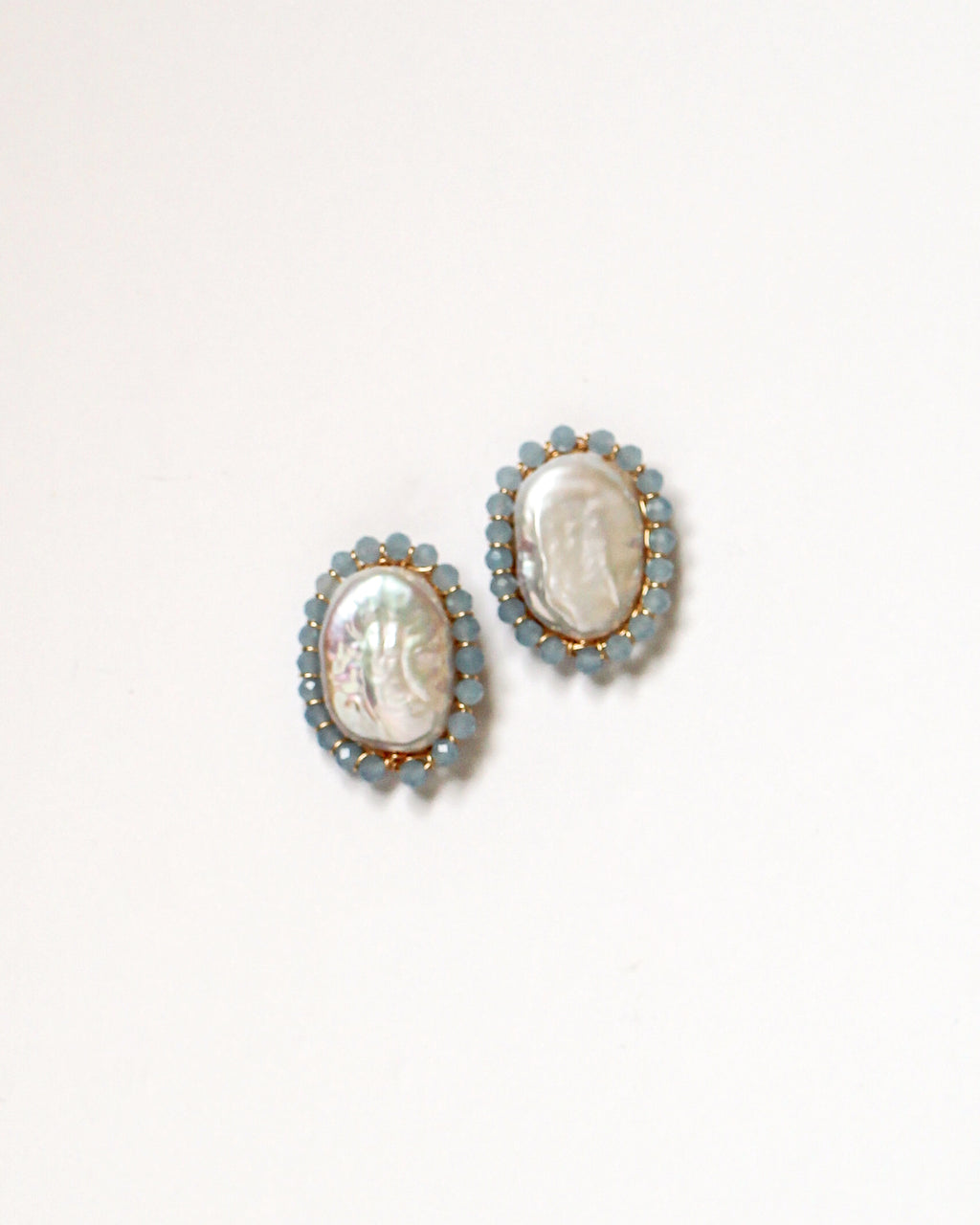 Blue Halo Pearl Studs