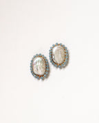 Blue Halo Pearl Studs