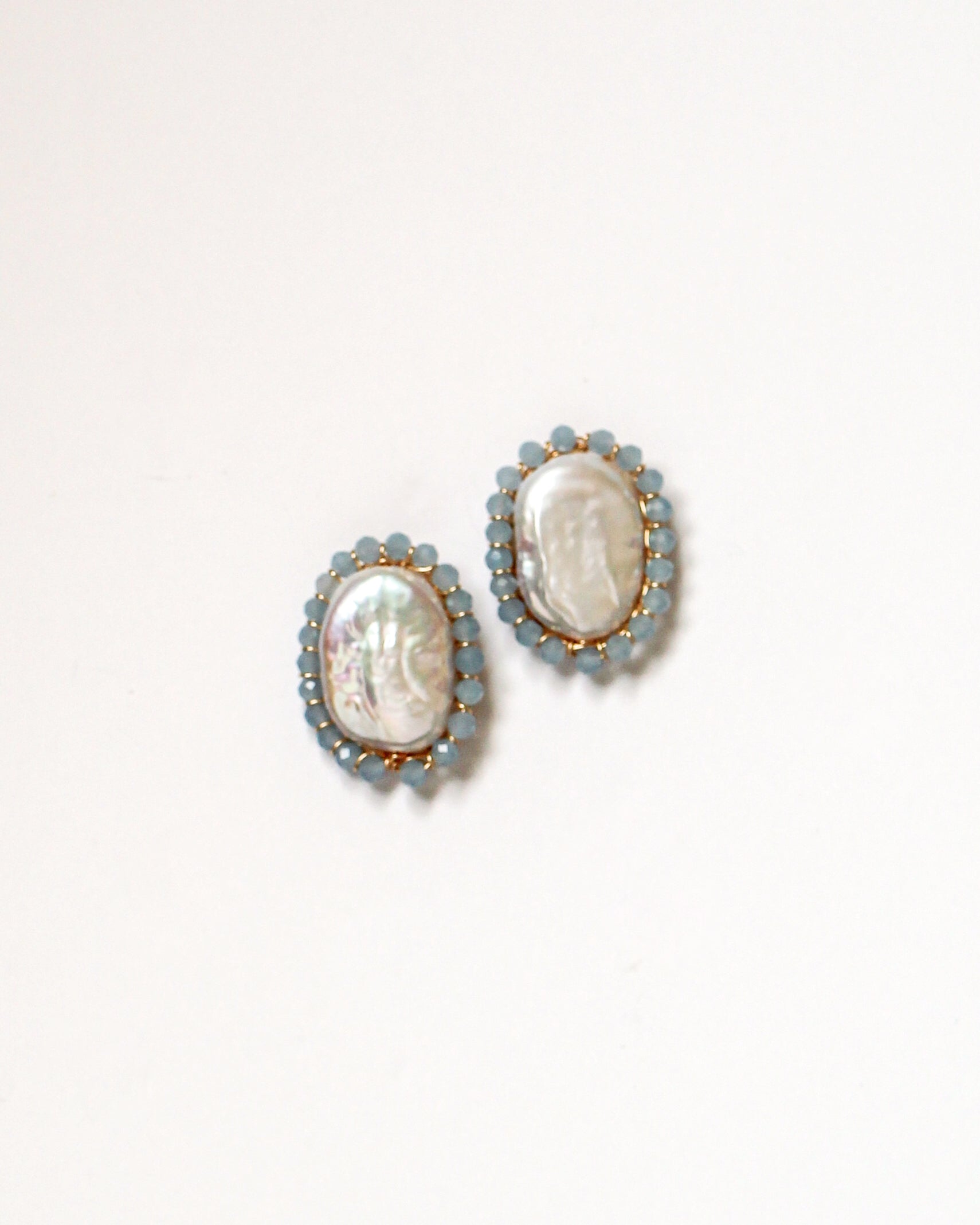 Blue Halo Pearl Studs