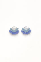 Periwinkle Blue Cluster Drop Pearl Studs