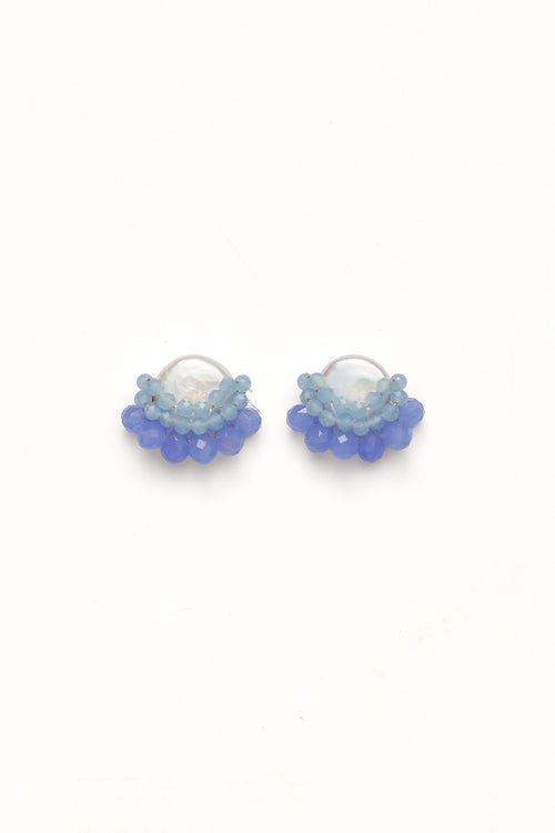 (Pre-Order) Periwinkle Blue Cluster Drop Pearl Studs