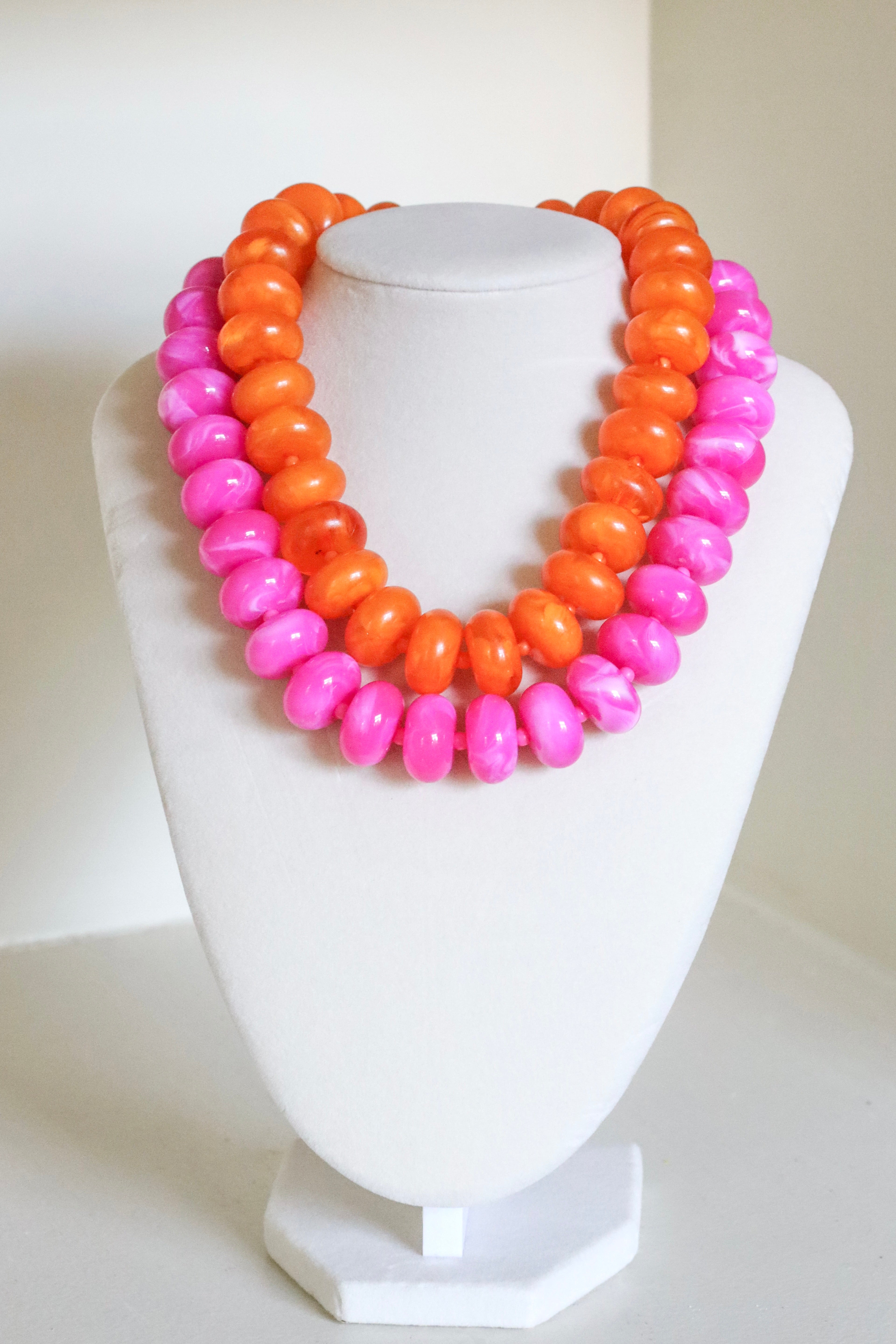 Pink Acrylic Nugget Necklace