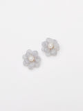 Soft Blue Pearl Flower Stud