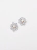 Soft Blue Pearl Flower Stud
