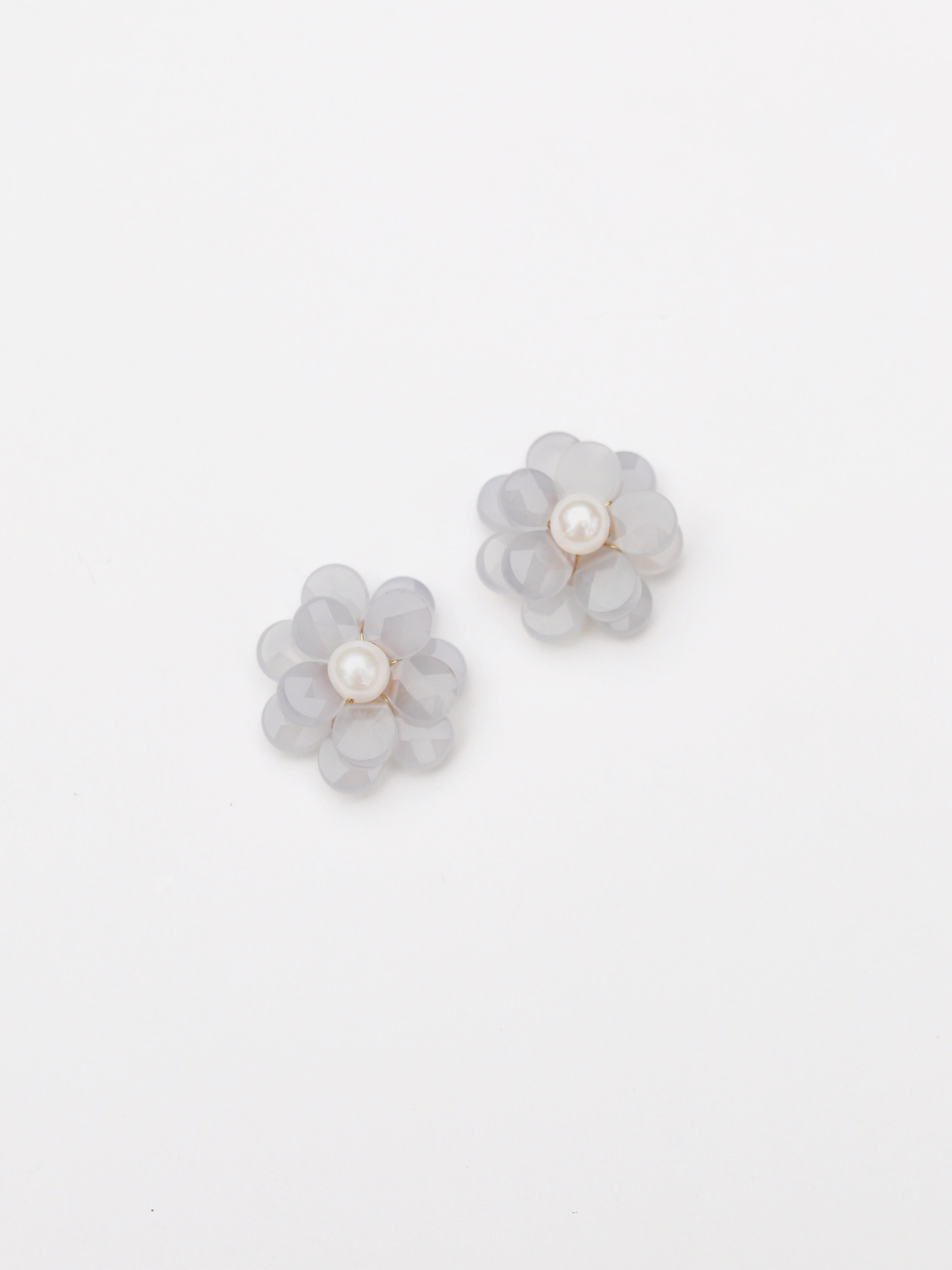 Soft Blue Pearl Flower Stud