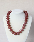 Round Stone Strawberry Quartz Statement Necklace