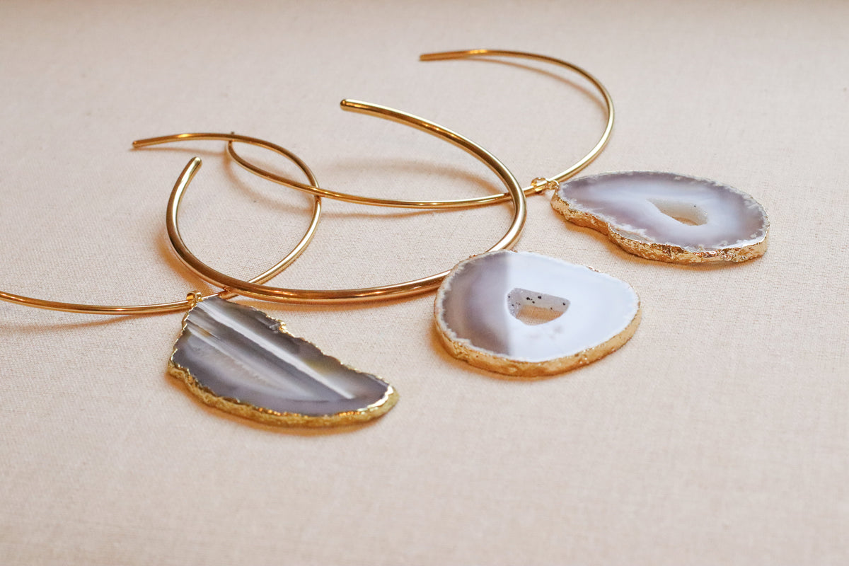 Grey Agate Collar Necklace