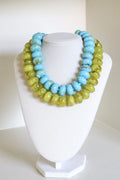 Chartreuse Turquoise Acrylic Nugget Necklace
