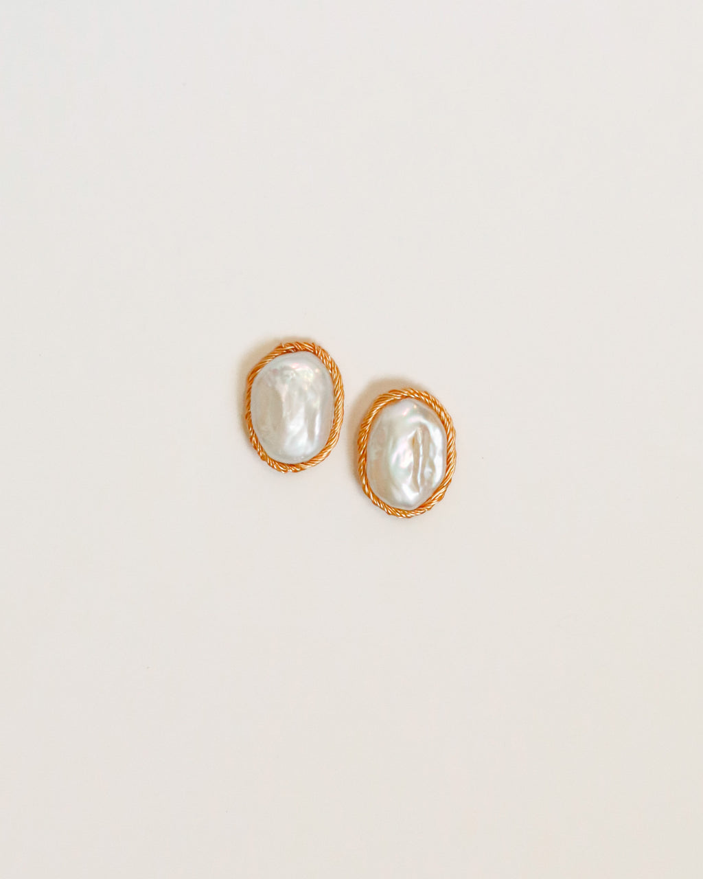 Golden Wrapped Pearl Studs
