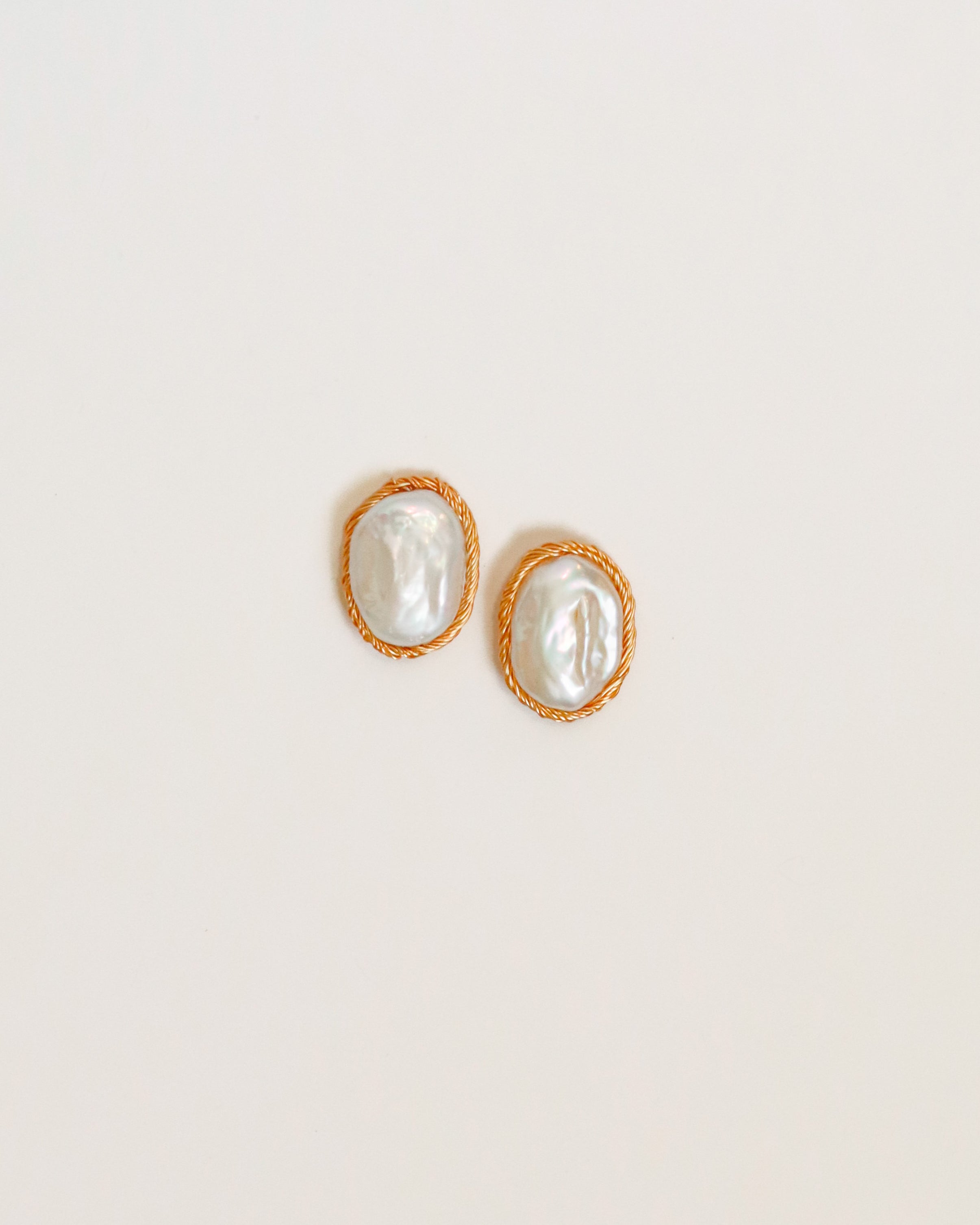 Golden Wrapped Pearl Studs