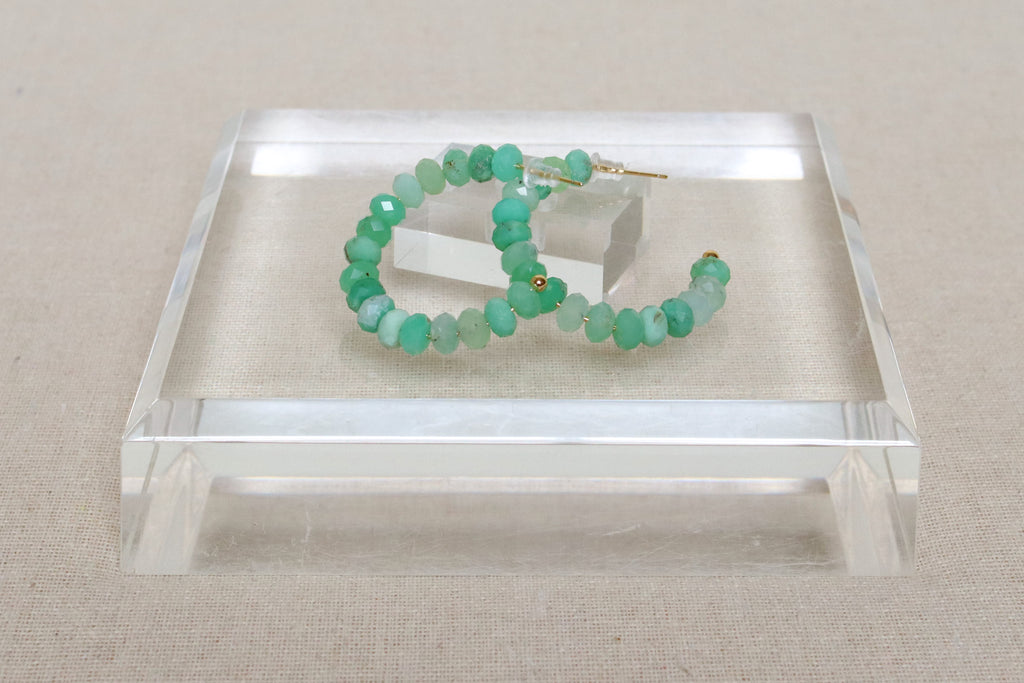 Green Jade Gemstone Hoops