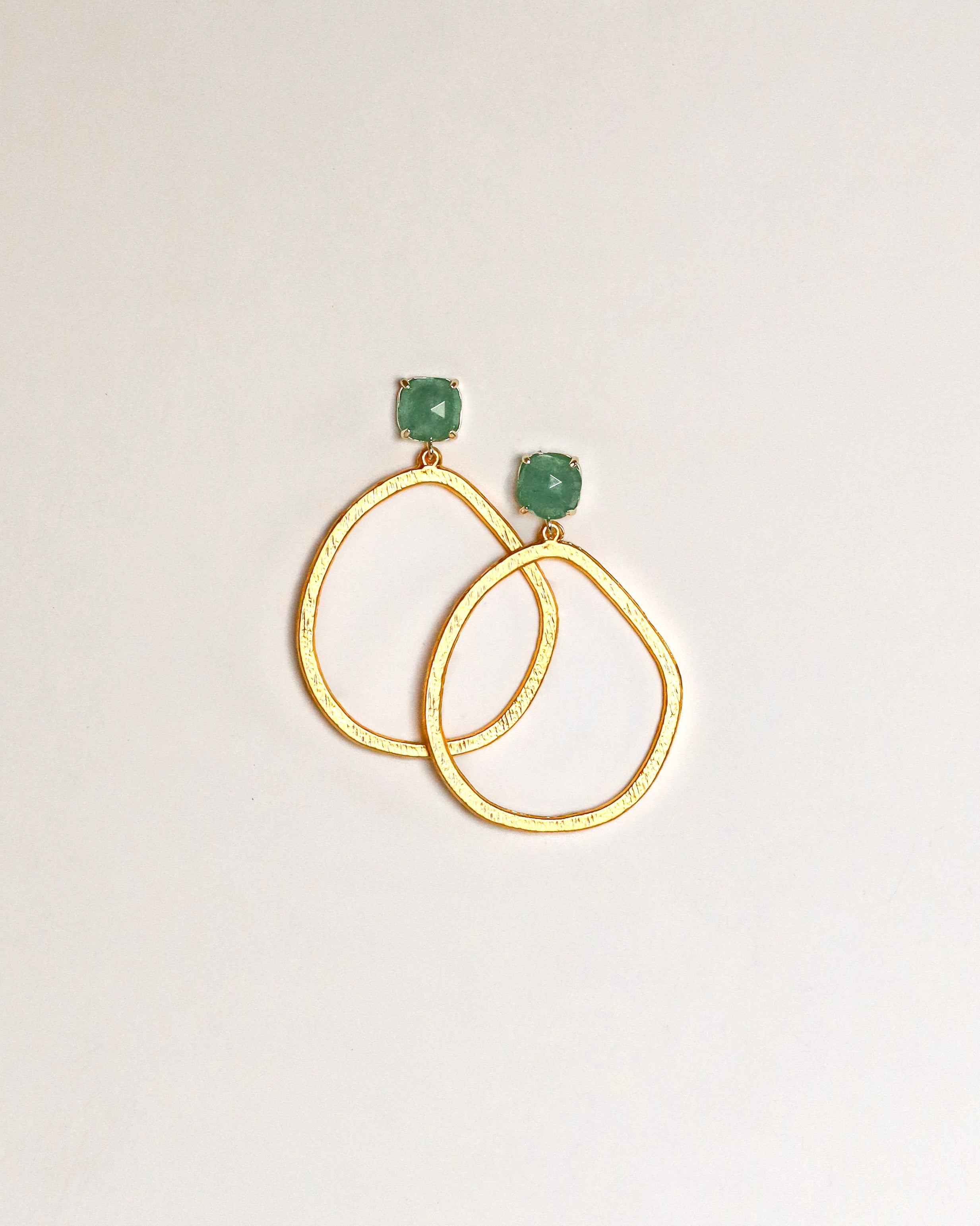 Green Jade + Gold Hoop