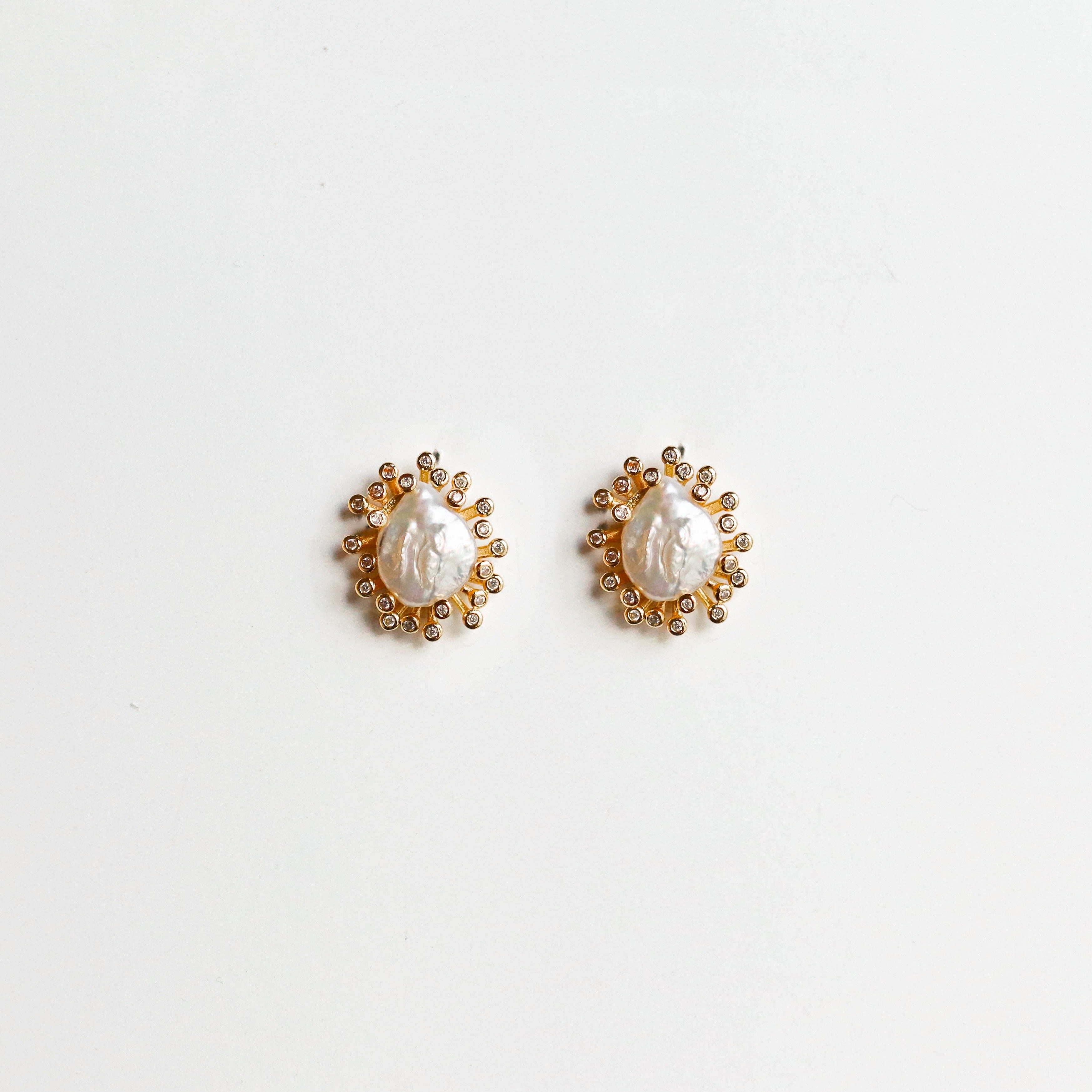 Diamond Burst Pearl Studs