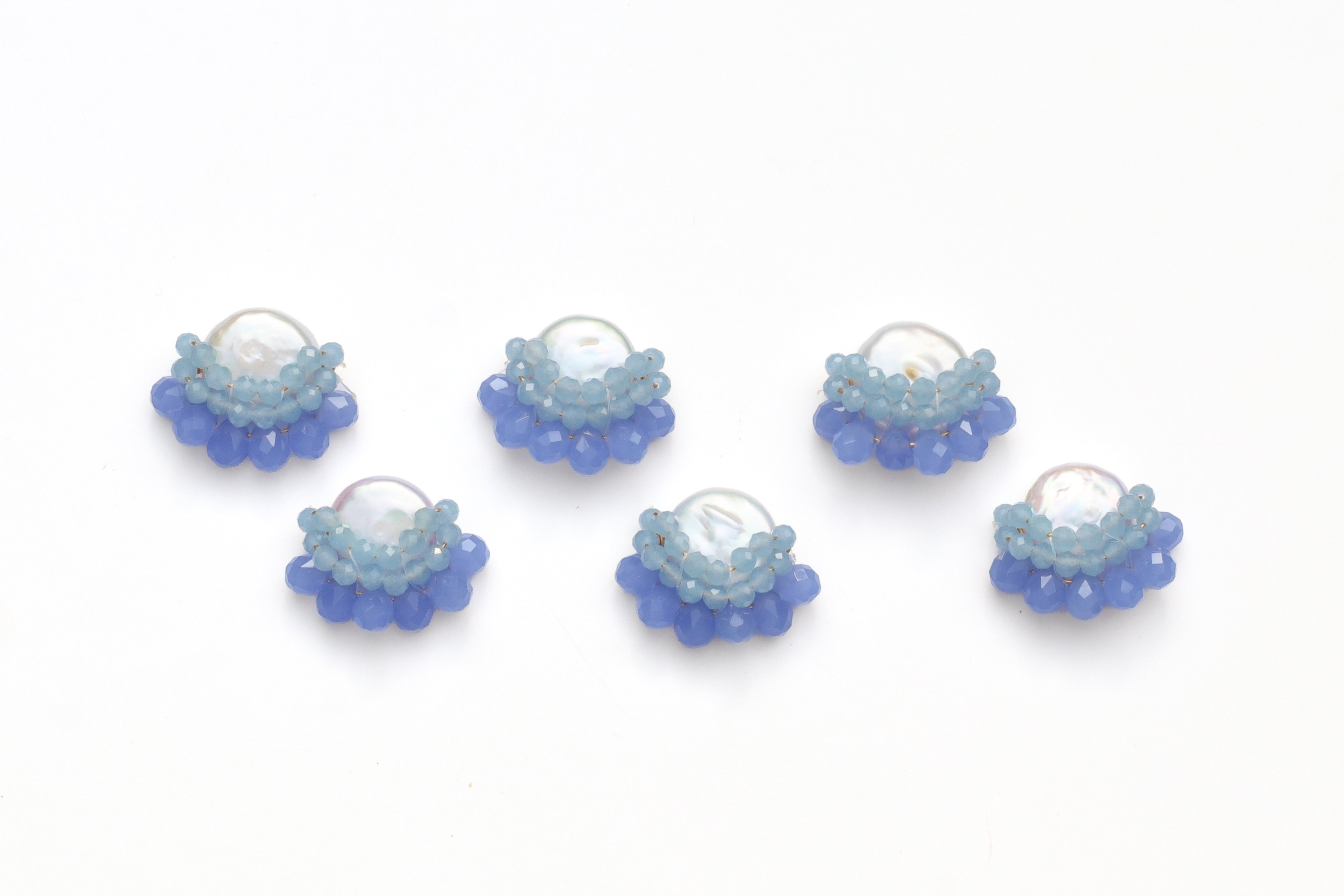 Periwinkle Blue Cluster Drop Pearl Studs