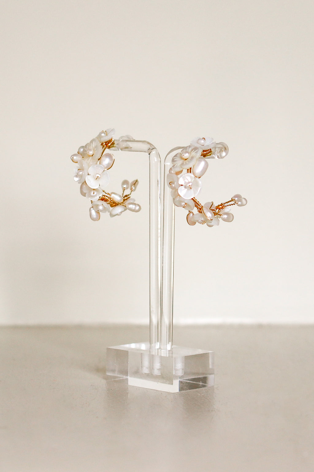 Ivory Floral Bloom Hoops
