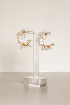 Ivory Floral Bloom Hoops