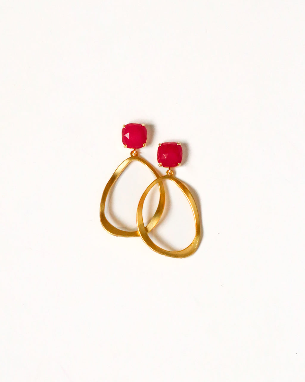 Red Jade + Wavy Hoops