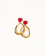 Red Jade + Wavy Hoops