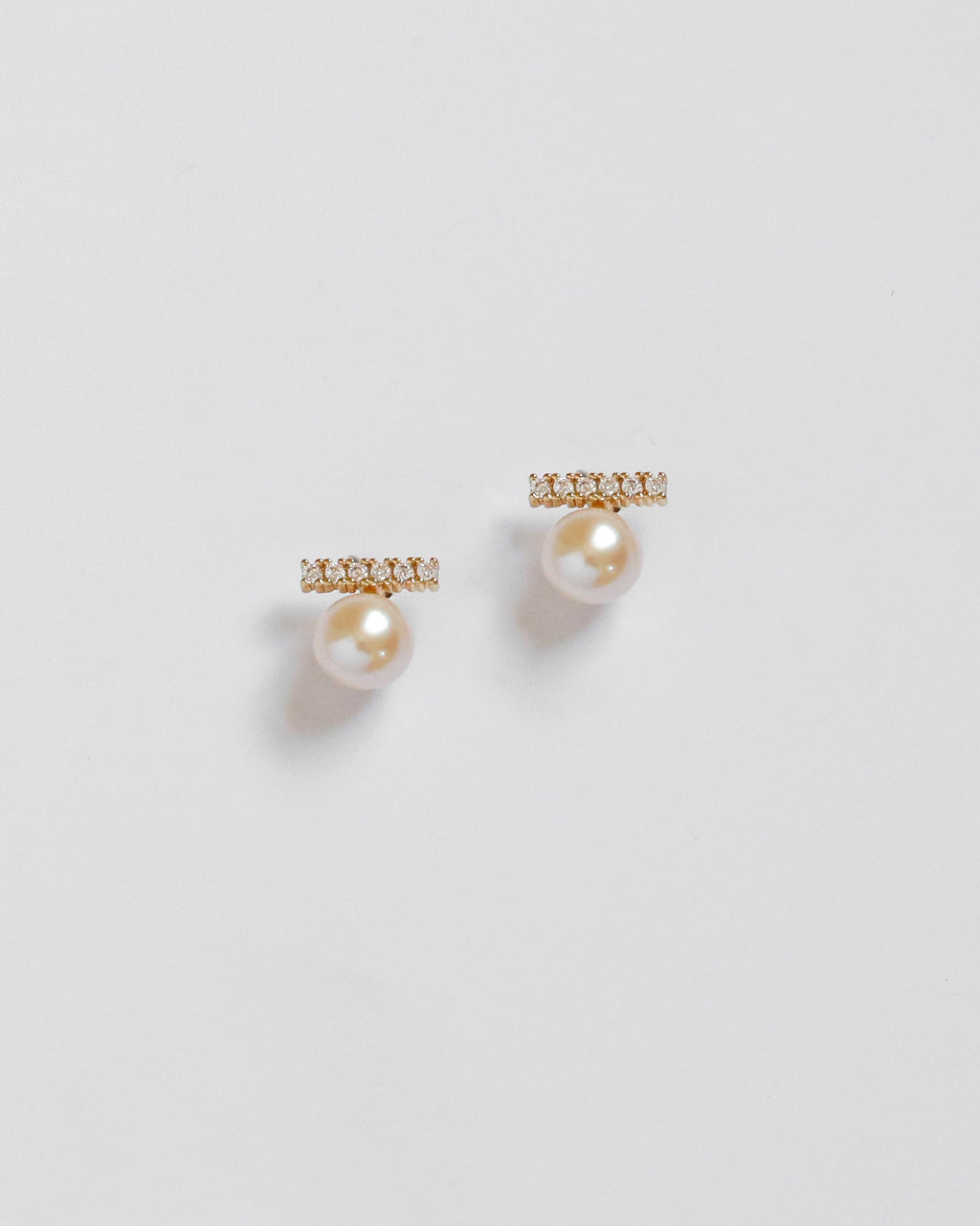 Diamond Bar Pearl Studs