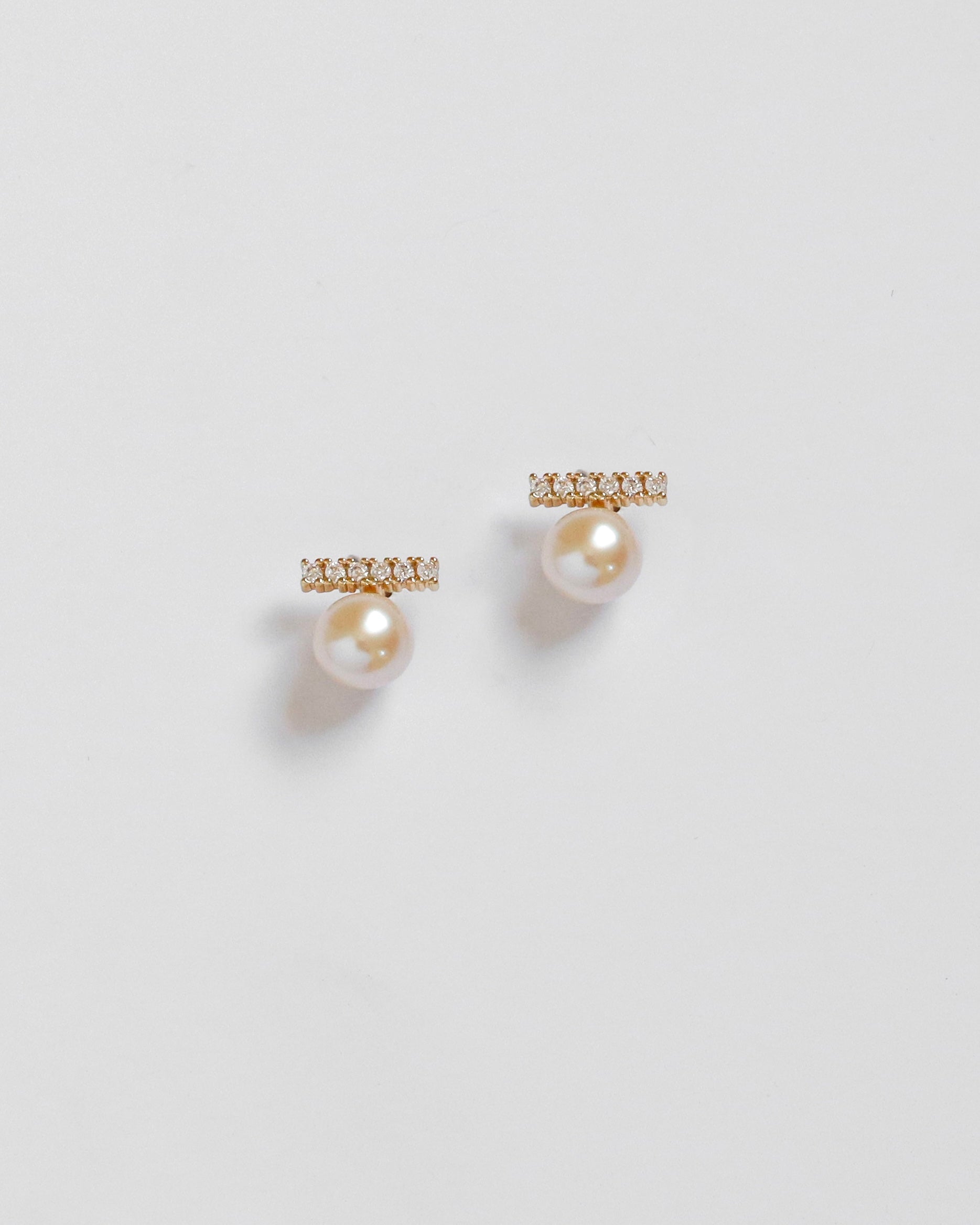 Diamond Bar Pearl Studs
