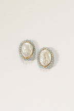 Pearl Stone Halo Studs in 3 colorways