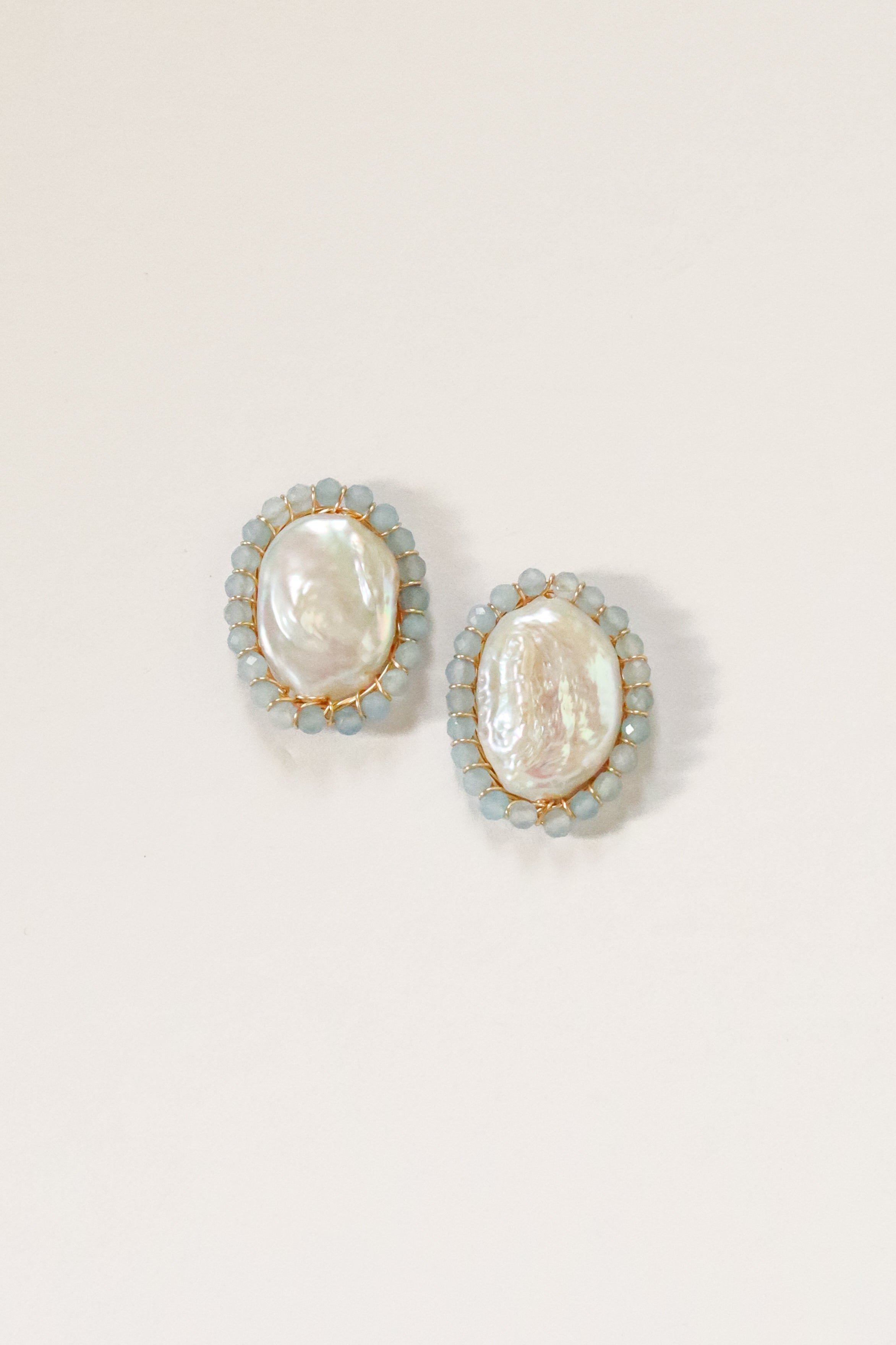Pearl Stone Halo Studs in 3 colorways