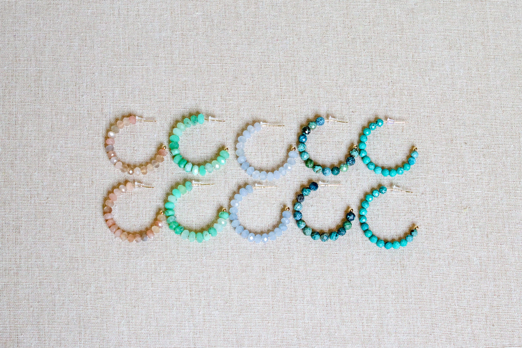 Green Jade Gemstone Hoops