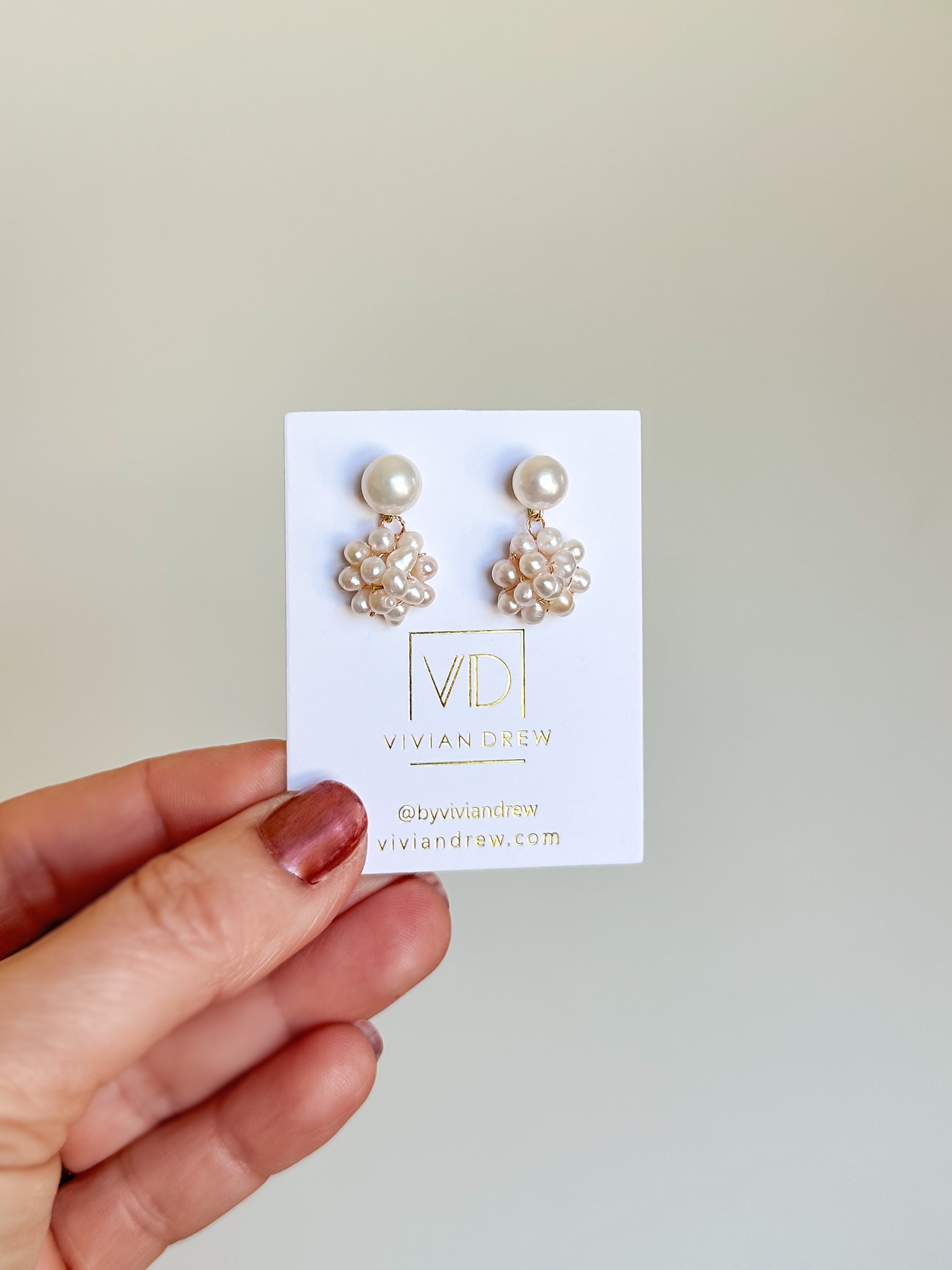Petite pearl cluster drop