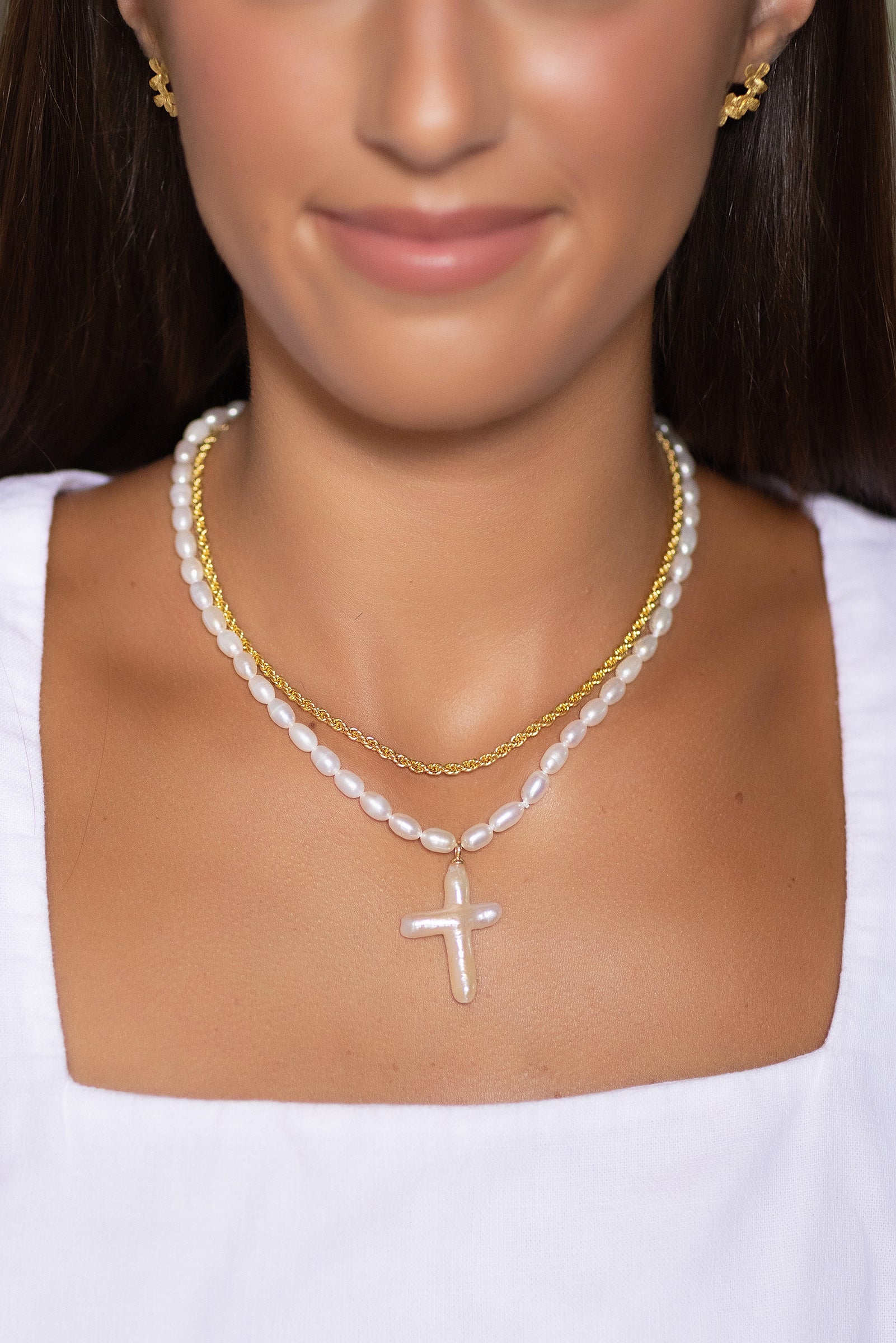 Cross Pearl Necklace